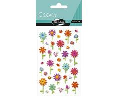 Maildor 560356C - Un sachet de gommettes 3D Cooky 1 planche 7,5x12cm, Fleurs (37 stickers)