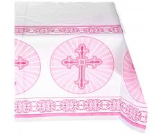 Plastique Radiant Cross Rose Religieux Nappe, 2,1 x 1,4 m
