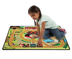 Melissa & Doug- Tapis de Jeu Autour de la Gare avec Un Train de Trois Wagons en Bois, 100 x 91 cm, 19554