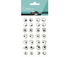Maildor 560539C - Un sachet de gommettes 3D Cooky 1 planche 7,5x12cm, Yeux (28 stickers)