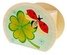 Hess 15226 Tirelire en Bois avec clé, spilz Porte-Bonheur, trèfle et Coccinelle Cadeau Anniversaire ou Autres Occasions Env. 11,5 x 8,5 x 6,5 cm, Multicolore