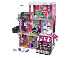 KidKraft 65922 Maison de poupée Brooklyns Loft en bois avec meuble et accessoires inclus Ensemble de jeu à 3 étages pour poupées de 30 cm