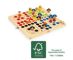 Small Foot Ludo « Île de Pirates » en Bois Naturel, 100% certifié FSC, Jeu de société pour Toute la Famille Jouets, 10951, Multicolore