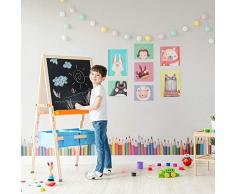 Teamson Kids - Chevalet Multifonctionnel pour Enfants 3 en 1 de Van Gogh avec Tableau Blanc Et Tableau Noir et Accessoires pour 5 Pcs - Bleu