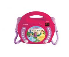 Lexibook Disney Princesses Raiponce Lecteur CD pour enfant avec 2 microphones jouets, prise écouteurs, à piles, Rose, RCDK100DP