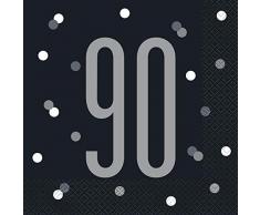 Unique Party- Serviettes de table en papier, 83551, Noir et argenté