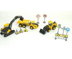 New Ray - Coffret 3 Engins de Chantier Volvo + Accessoires Window Box Camion Miniature - 33063 Ass
