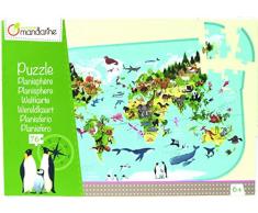 Avenue Mandarine PU014C - Un Puzzle 76 pièces avec un poster servant de guide inclus, Planisphère