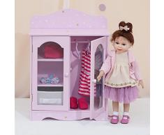 Olivias Little World- Meuble Armoire penderie pour poupée, TD-0210AP, Violet/Jaune