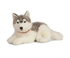 Peluche Living Nature - Chien géant Husky en peluche, gris et blanc (60 cm)