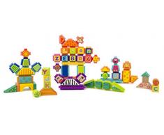Small Foot- Cubes de Construction en Bois et avec Picots, Lot de 150 pièces avec Motifs de Safari imprimés Jouets, 11222, Multicolore