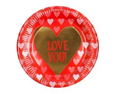 Boland BOL48005 Love You Lot de 6 assiettes en carton 23 cm Multicolore