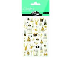 Maildor CY055O - Un sachet de gommettes 3D Cooky 1 planche 7,5x12cm, Noël noir et or (44 stickers)
