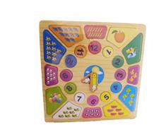 ALLKINDATHINGS 993 Childs Horloge Temps en Bois pour Enfants lapprentissage numéros Puzzle Enseigner Jouet