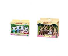 Sylvanian Families-5308 Jouet, 5308, Multicolore & 3144 - Famille Lapin Crème - Mini Poupée