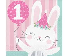 Creative Converting- Bunny Party Serviettes de table, 336053, Rose