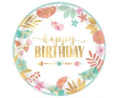 Amscan International 592106 papier et plastique Vaisselle, plaque MT Boho Birthday Girl 27 cm