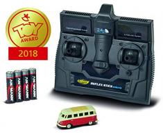 Carson 500504119 - 1:87 VW T1 Samba Bus 2.4G 100% RTR, modèle conducteur, télécommande 2,4 GHz avec Port de Charge, avec 4 Piles AAA, avec éclairage LED, Manuel dutilisation (français Non Garanti)