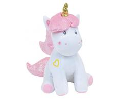 Jemini- 023827 Licorne Peluche +/-30 cm, Blanc Rose