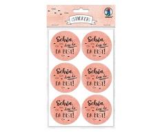 Ursus 59510014F Lot de 24 Stickers adhésifs Motif DASS du da Bist 4,8 cm Corail