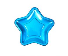 Neviti- Foil Star Plate-Blue-Pink-8 Pack Assiette en Carton, 773048, Bleu, 18 x 18 x 0.5