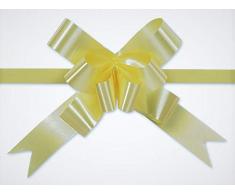 Shatchi Lot de 30 nœuds à tirer en ruban pour décoration murale de fête, emballages cadeaux, arbres de Noël, mariages, anniversaires Jaune clair 30 mm/3 cm