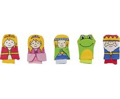 Goki - 51653 - Assortiment de Marionnettes à Doigt - Roi des Grenouilles - 5 Eléments