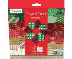 Avenue Mandarine 52508O - Un paquet de 60 feuilles Origami 20x20 cm 70G (30 motifs x 2 feuilles) et une planche de stickers incluse, Christmas
