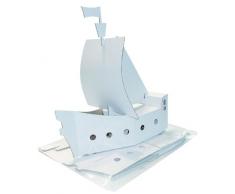 Kreul 39101 – Joypac Carton de bricolage Bateau de pirate, env. 48 x 18 x 50 cm - En carton blanc solide - À peindre, coller et décorer, idéal pour les enfants