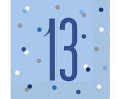 Unique Party- Serviettes de table en papier, 83553, Bleu/argenté