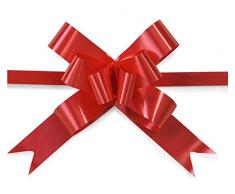 Shatchi Lot de 30 nœuds à tirer en ruban pour décoration murale de fête, emballages cadeaux, arbres de Noël, mariages, anniversaires, paniers décoratifs de fleuriste Rouge 30 mm/3 cm