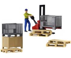 BRUDER - 62200 - Set de Logistique Bworld avec Figurine