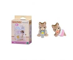 Sylvanian- Triple Bunk Beds Families Lits Superposés à 3 Couchettes Bébés-Poupées et Accessoires, 4448, Multicolore & Les Jumeaux Chat tigré Families Mini-poupées et Figurines, 5188, Multicolore