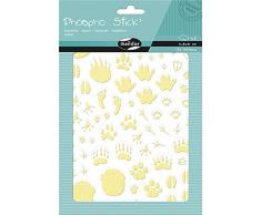 Maildor AE106O - Un sachet gommette PhosphoStick 2 planches 14,8x21 cm, Empreintes (152 stickers)