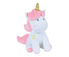 Jemini 023741 Licorne Peluche +/-19 cm avec hochet, Blanc Rose