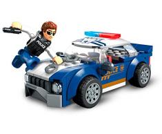 Mega Construx Wonder Builders Voiture de Police à assembler, jeu de construction, 113 briques et une figurine, pour enfant dès 5 ans, GLK52