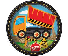 Unique Party 52075 - Assiettes en Carton - 23 cm - Fête à thème de Construction - Paquet de 8