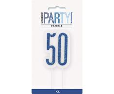 Unique Party- Bougie, 83882, Bleu/argenté