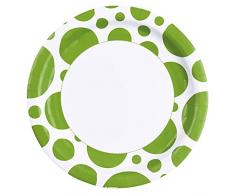 amscan - 999314-8 Assiettes Kiwi à Pois Diamètre - 23 cm