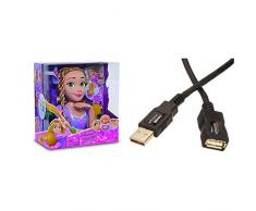 Disney Princesses - Tête à Coiffer Deluxe - Raiponce & AmazonBasics Lot de 2 Rallonges Câbles USB 2.0 mâle A vers Femelle A 1 m