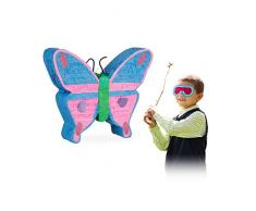 Relaxdays- Pinata à Suspendre Papillon pour Enfants à remplir Anniversaire Jeux décoration, coloré, 10025187