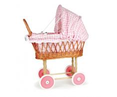 Egmont Toys Poussette en Osier Vichy Rose
