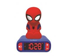 Lexibook- Veilleuse Spider-Man pour Enfant Spiderman Lumineux Effets sonores Marvel Horloge Réveil Garçons Superhéros Snooze Couleur Bleue, RL800SP