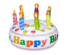 Relaxdays, multicolore Gâteau gonflable, Décoration fête anniversaire à gonfler 7 bougies, Inscription Happy birthday HxD : 20 x 26 cm, 10023885
