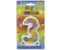 Givi Italia dherbe factice Chiffre Numéro 3 Jumbo Bougie, Multicolore, 10.5 cm