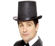 Smiffys Haut-de-forme tuyau de poêle, noir, feutre avec bande noire