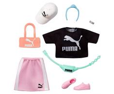 Barbie Fashionistas Kit vêtements Puma, une tenue pour poupée composée dun haut, une jupe et 6 accessoires, jouet pour enfant, GJG32