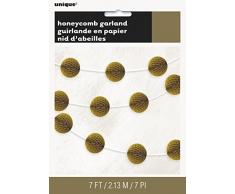 Unique Party 63385 - Guirlande de Boules Alvéolées Dorées (2.1 m)