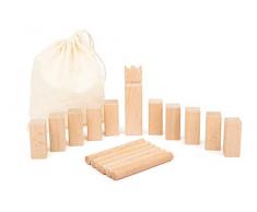 Small Foot 11356 Viking Mini-Kubb, Jeu déquipe en Format Extra Compact, 17 pièces avec Sac de Rangement Jouets, Multicolore