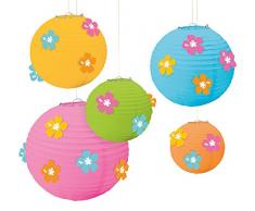 AEC Lot de 5 Lanternes Fleurs, Taille Unique